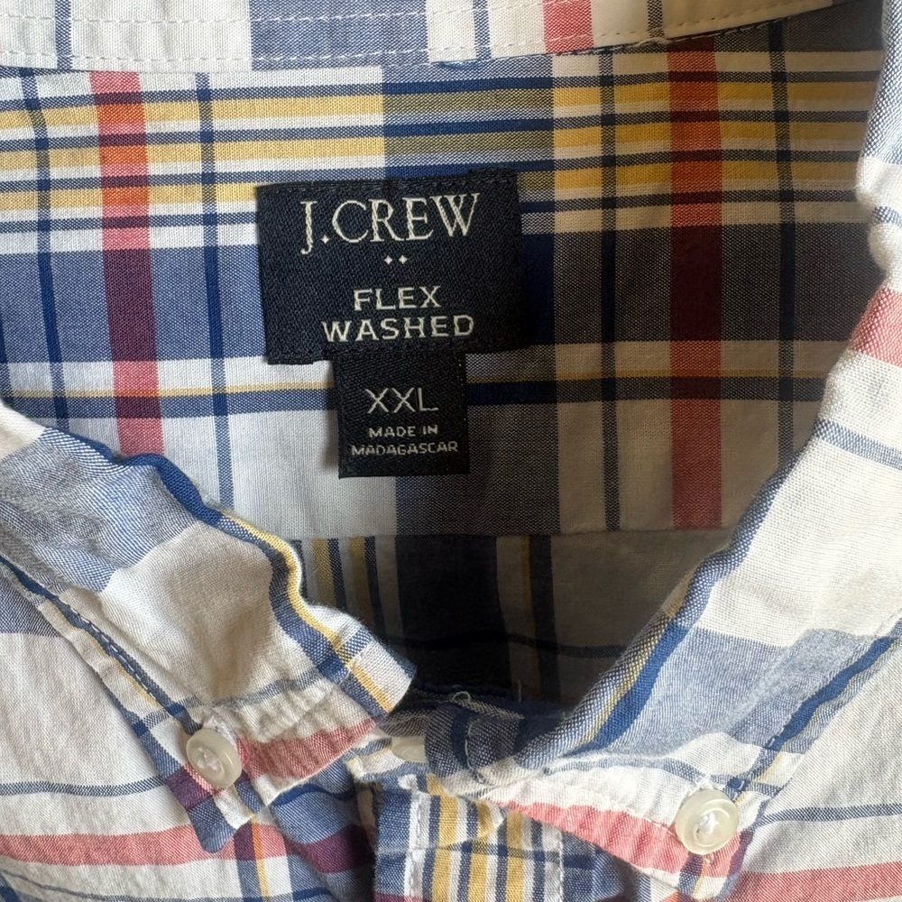 Preppy J. Crew  Plaid Slim Untucked Flex Washed Button  Long Sleeve Shirt XXL - Picture 4 of 5